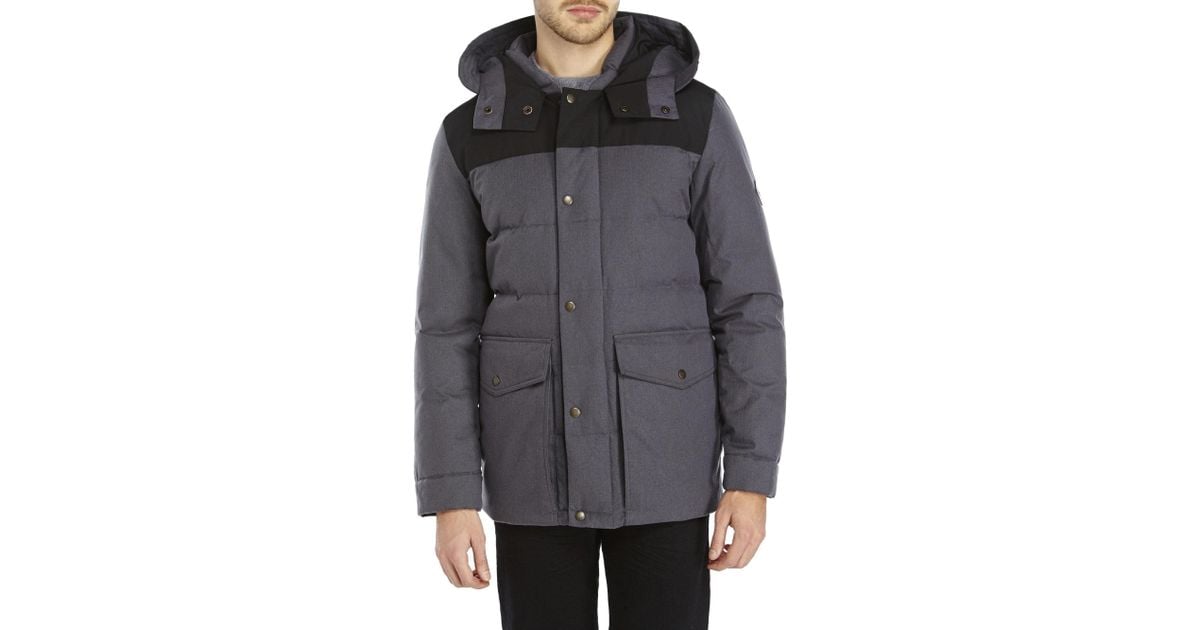 Cole haan Hooded Down Jacket in Gray for Men | Lyst