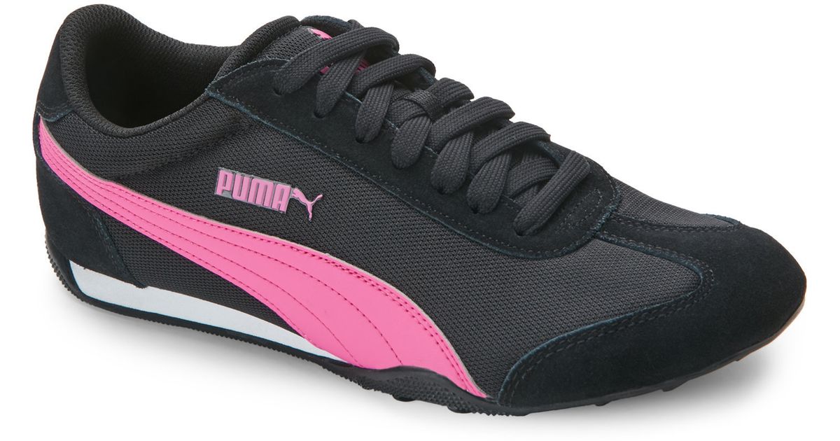 Lyst - Puma Black & Pink 76 Runner Fun Mesh Sneakers in Black