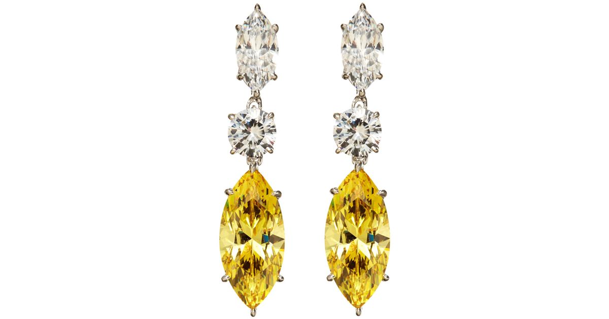 Lyst Fantasia By Deserio 14k White Gold Plated Cubic Zirconia Drop Lyst Fantasia By Deserio 14k White Gold Plated Cubic Zirconia Drop Earrings In Metallic