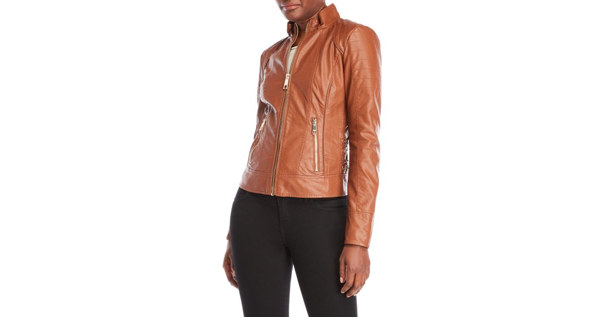 Lyst Guess Faux Leather Lace Up Sides Jacket
