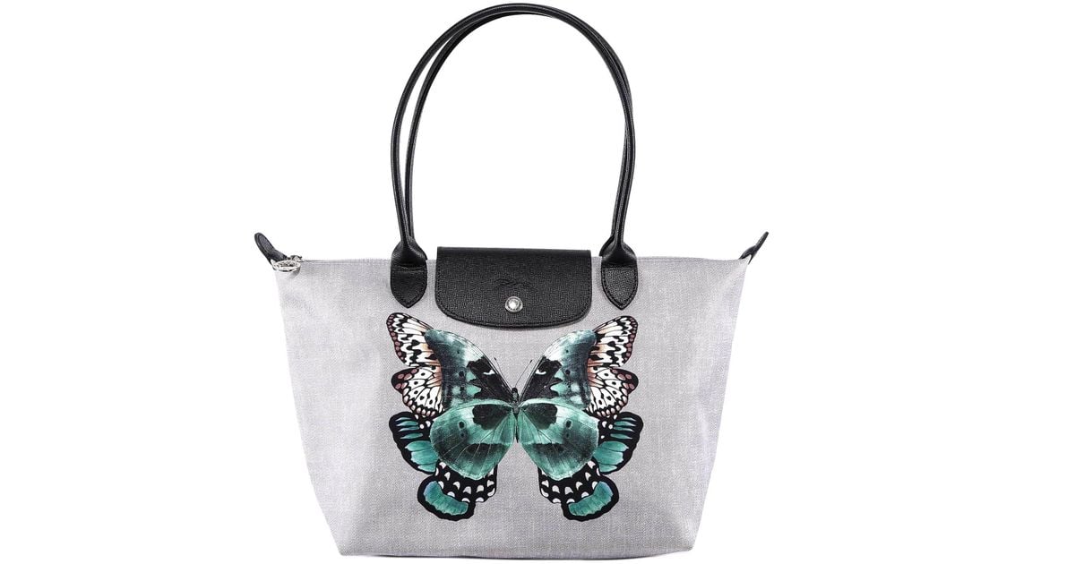 Lyst - Longchamp Le Pliage Papillon Top Handle M Tote Bag in Gray