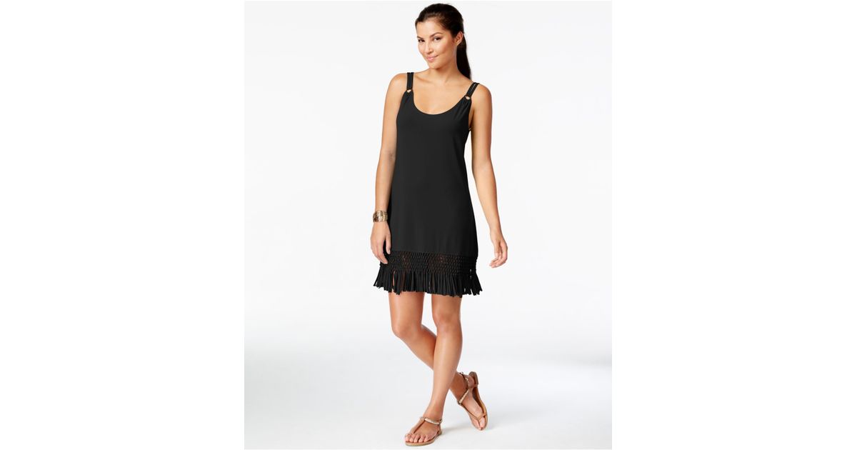 Dotti Fringe-trim Hardware Dress Cover-up in Black | Lyst