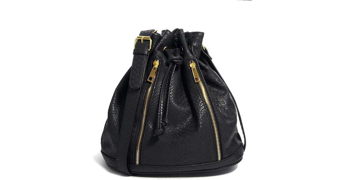 Lyst Asos Duffle Bag in Snake with Front Zips in Black