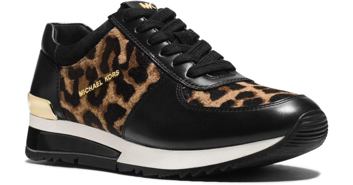 Michael Kors Allie Leopard Calf Hair And Leather Sneaker in Natural - Lyst