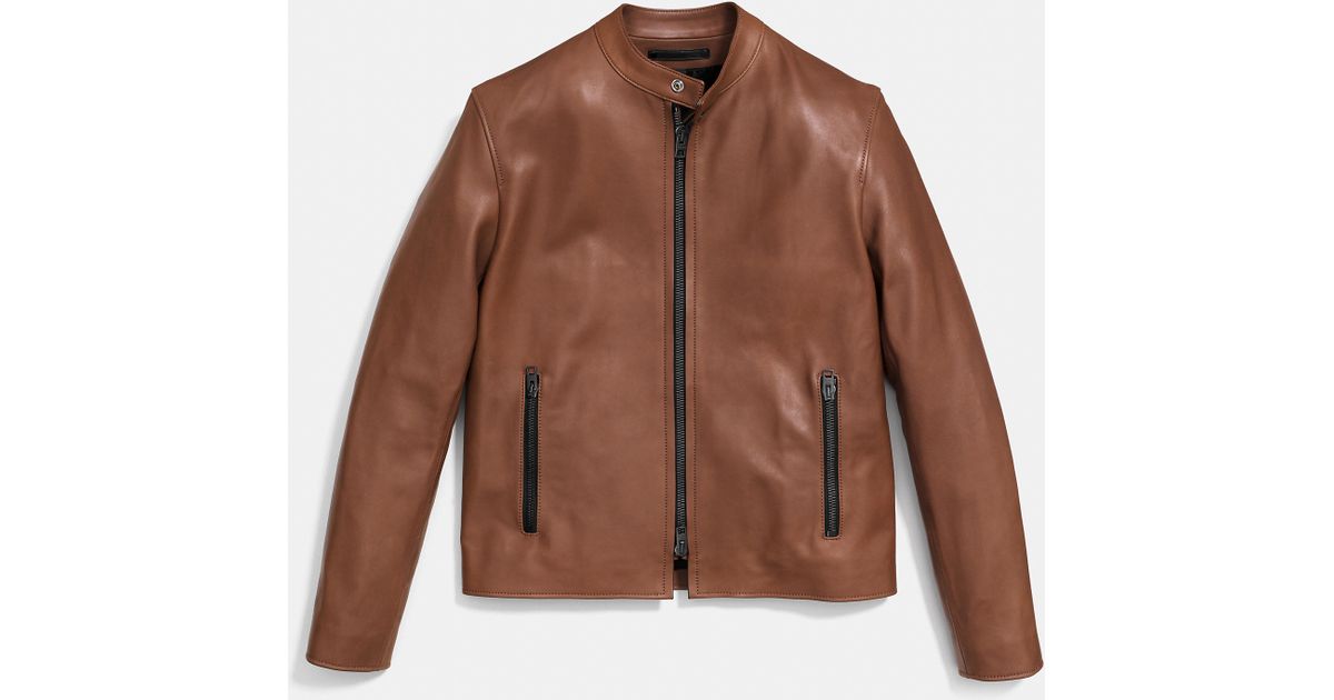 Lyst Coach Leather Racer Jacket In Brown For Men
