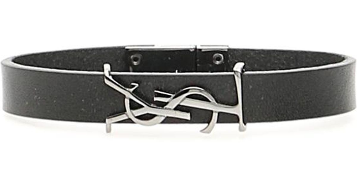 Lyst - Saint Laurent Leather Bracelet in Black for Men