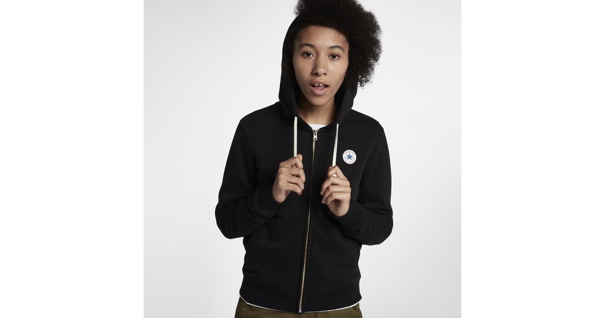 Lyst Converse Core Full zip Women's Hoodie in Black Womens Clothing Converse Womens Core Full Zip Hoodie
