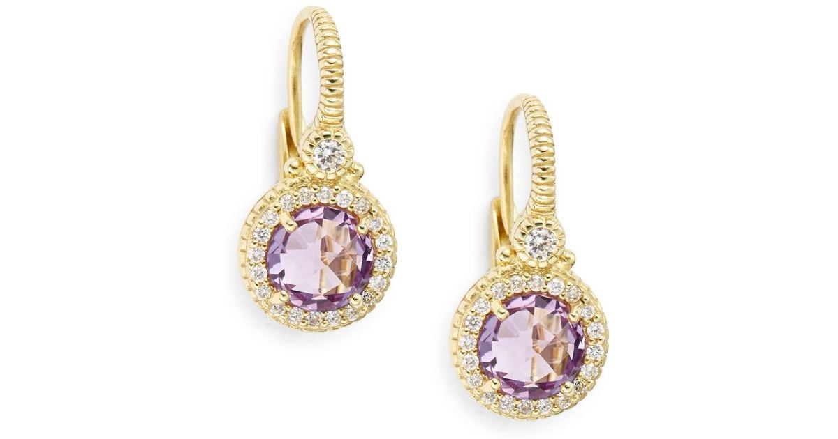 Lyst Judith Ripka La Pee Amethyst Diamond 18k Yellow Gold Lyst Judith Ripka La Pee Amethyst Diamond 18k Yellow Gold Drop Earrings In Metallic