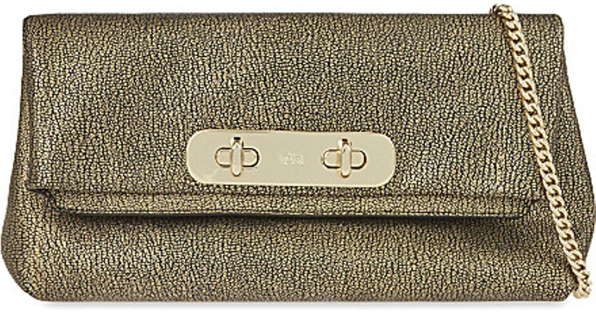 Coach Swagger Metallic Leather Clutch Bag In Lyst