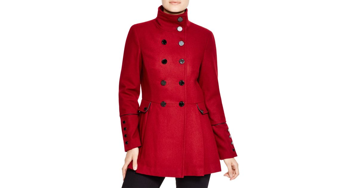 Calvin Klein Military Style Pea Coat in Red Lyst