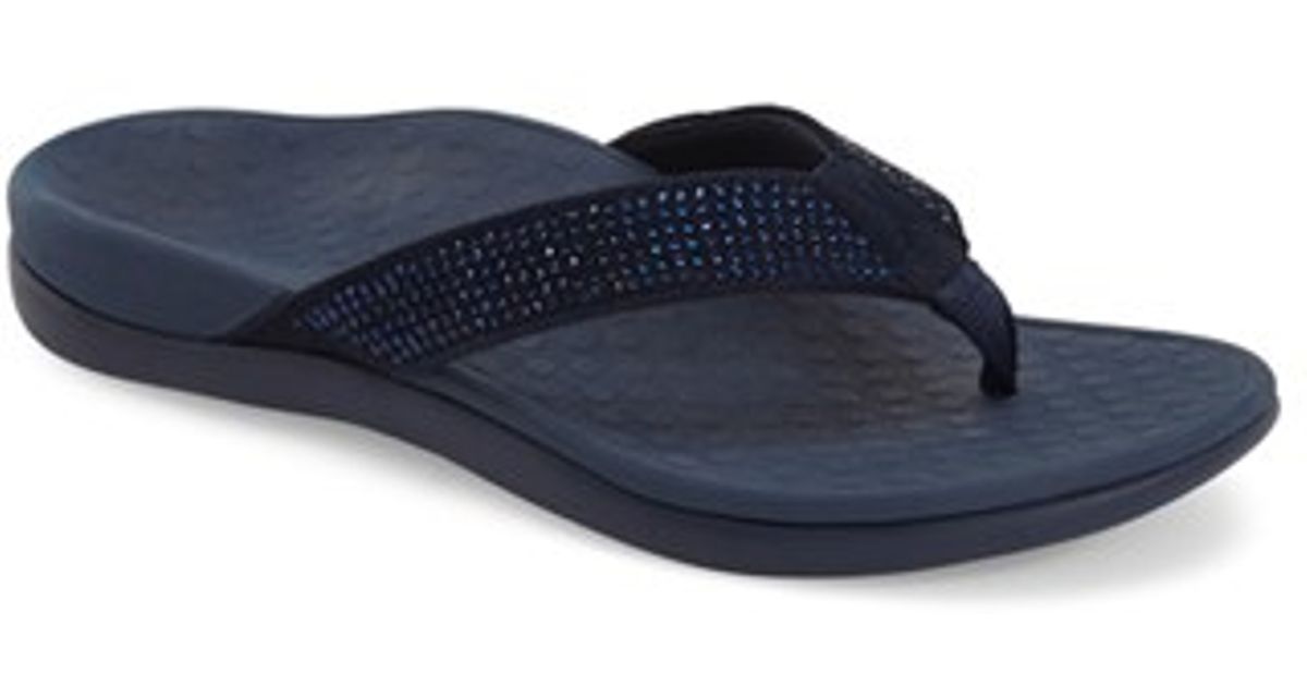 Vionic Tide - Rhinestones Flip Flops in Black | Lyst