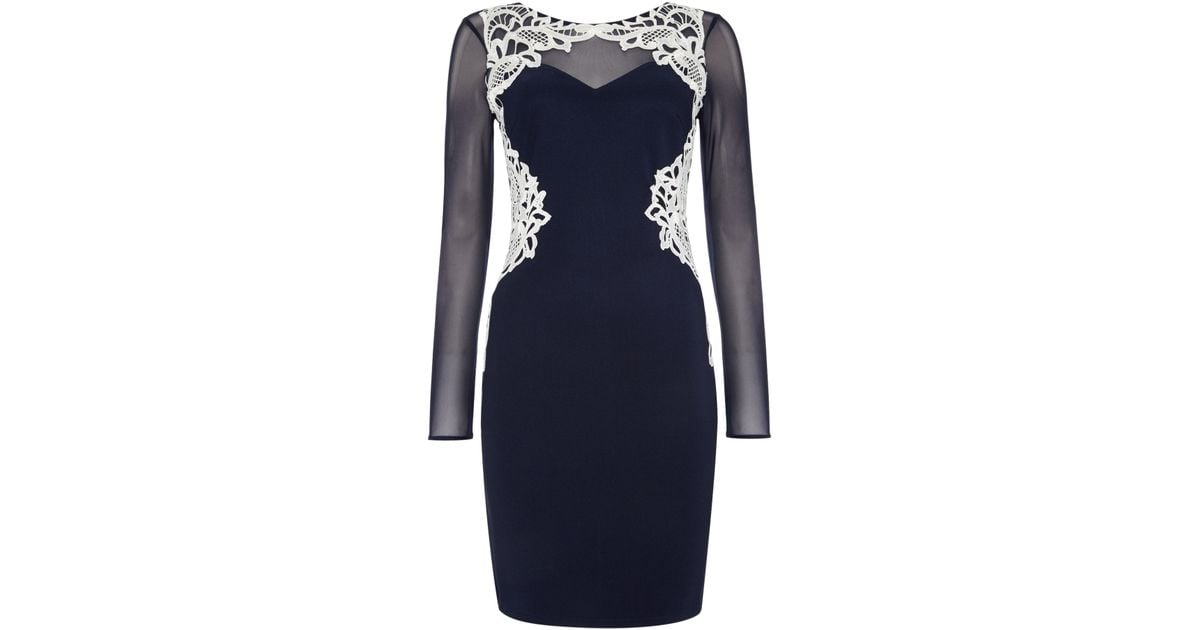 Lipsy lace shoulder detail bodycon dress with flute sleeves