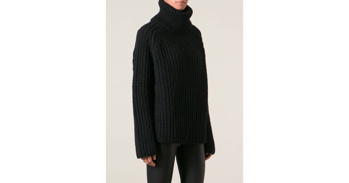 Ann demeulemeester Chunky Knit Turtleneck Sweater in Black | Lyst