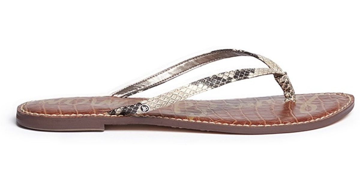 snakeskin flip flops