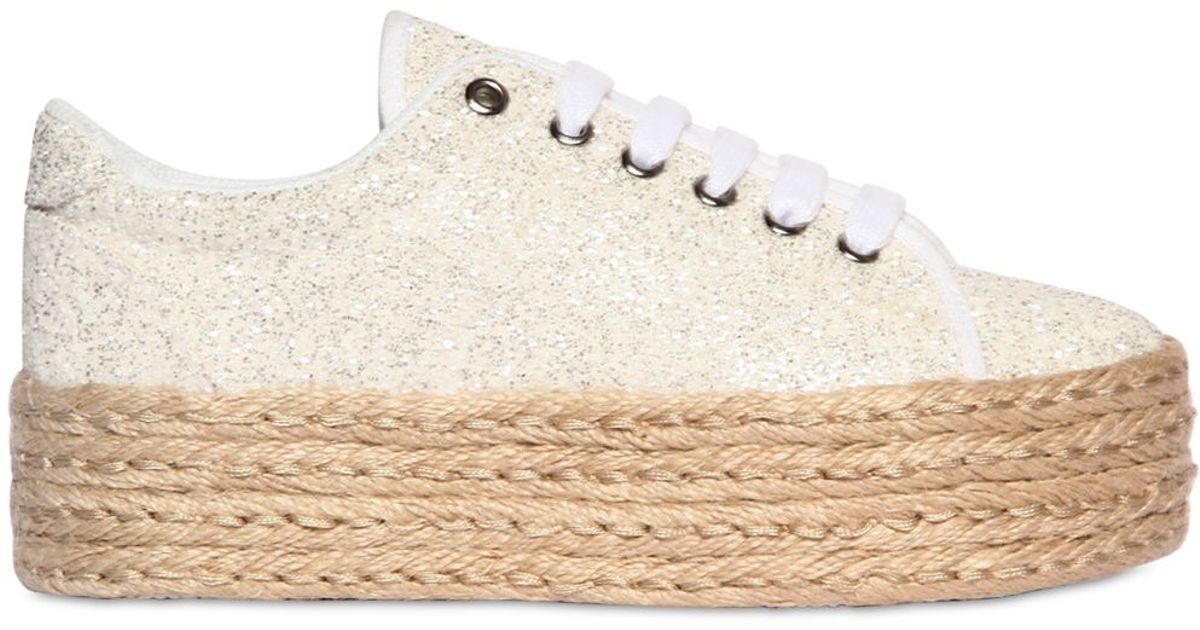 Lyst - Jeffrey Campbell 50mm Glittered Rope Platform Sneakers in White