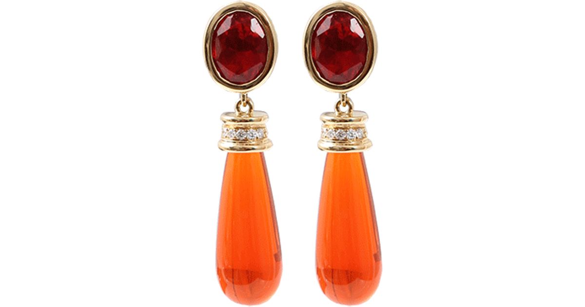 Lyst Katherine Jetter Seasons Mexican Fire Opal Earrings In Yellow