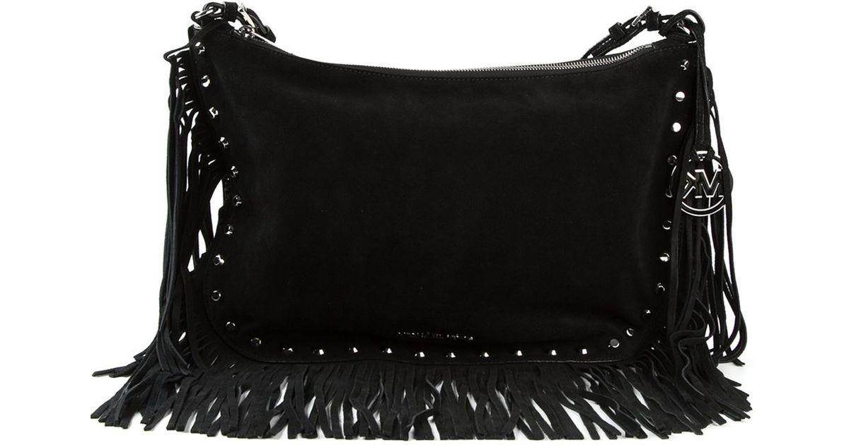 Lyst Michael Kors Medium Billy Fringe Shoulder Bag In Black
