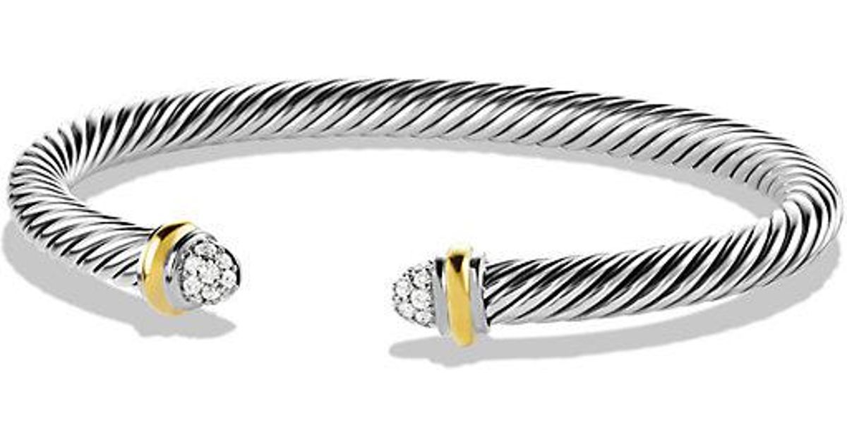 Lyst David Yurman Cable Clics Bracelet With Diamonds And 18k Lyst David Yurman Cable Clics Bracelet With Diamonds And 18k Gold 5mm In Metallic