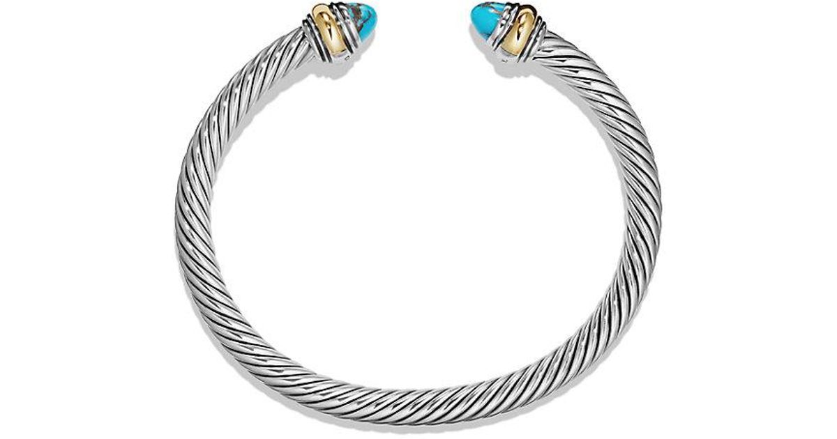 Lyst David Yurman Cable Clic Bracelet With Turquoise And 14k Lyst David Yurman Cable Clic Bracelet With Turquoise And 14k Gold 5mm In Blue