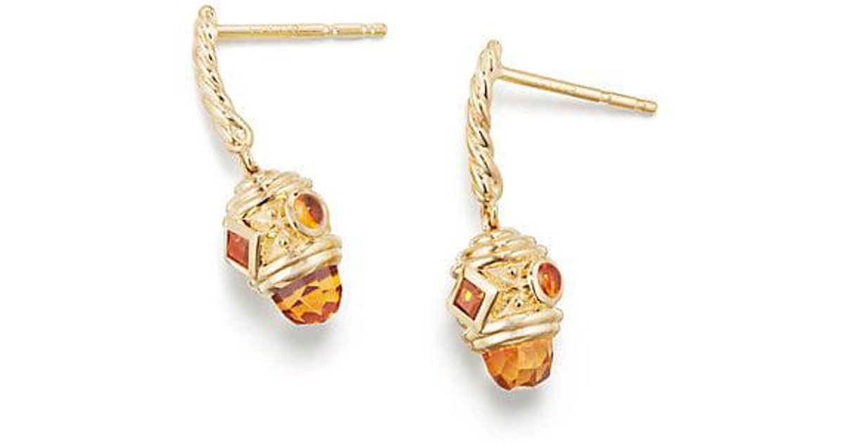 Lyst David Yurman Renaissance Drop Earrings With Madeira Citrine Lyst David Yurman Renaissance Drop Earrings With Madeira Citrine In 18k Gold Metallic
