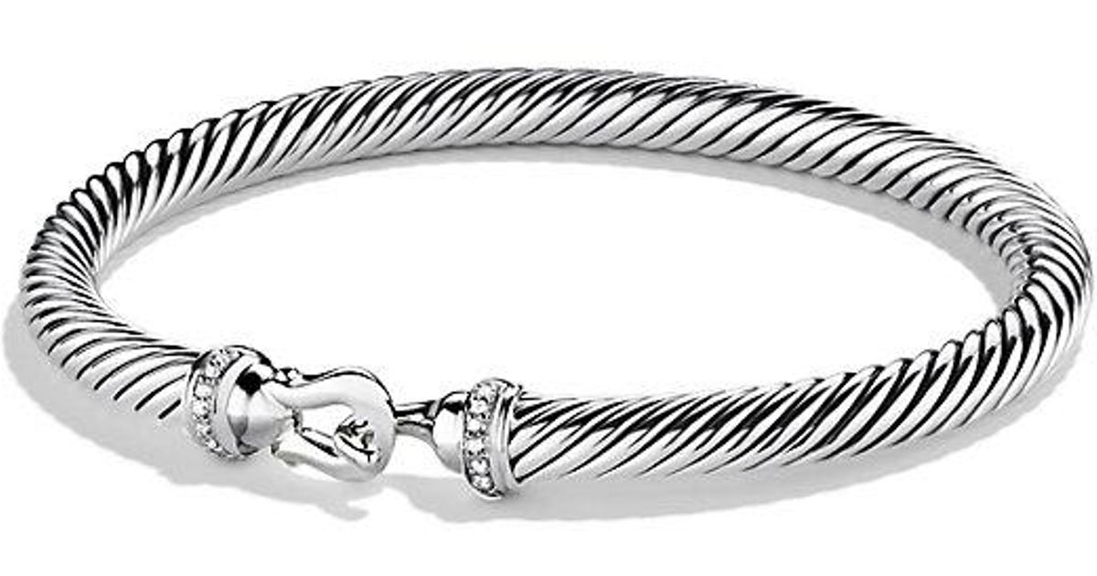 David Yurman Cable Buckle Bracelet With Diamonds 5mm In Metallic Lyst
