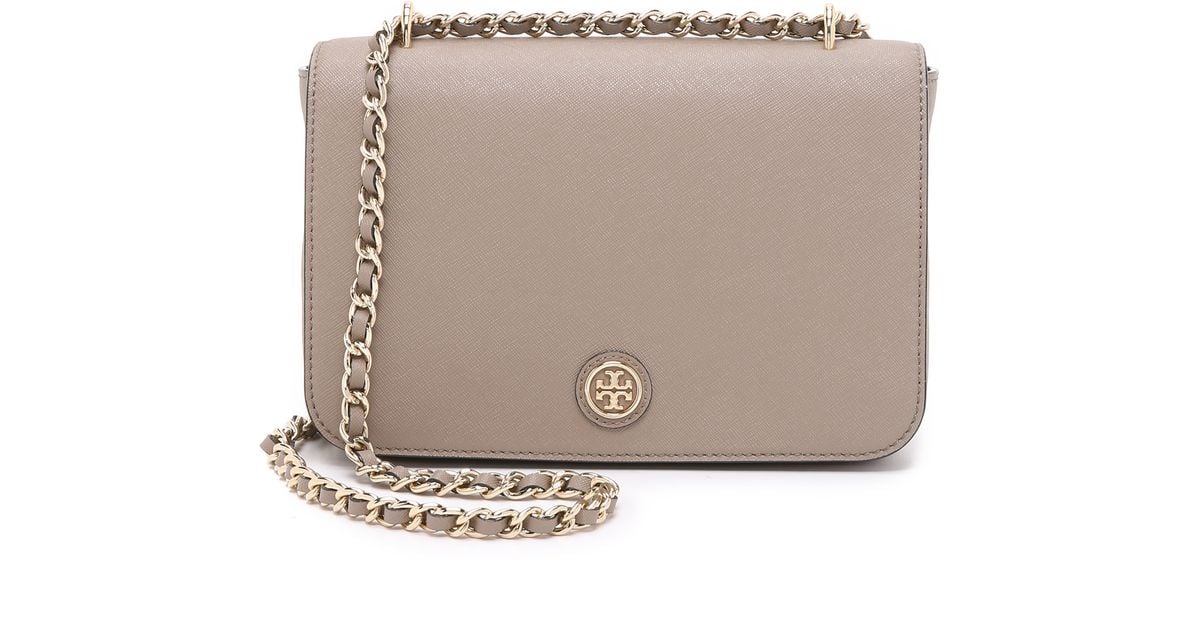 Lyst Tory Burch Robinson Adjule Shoulder Bag French Gray In