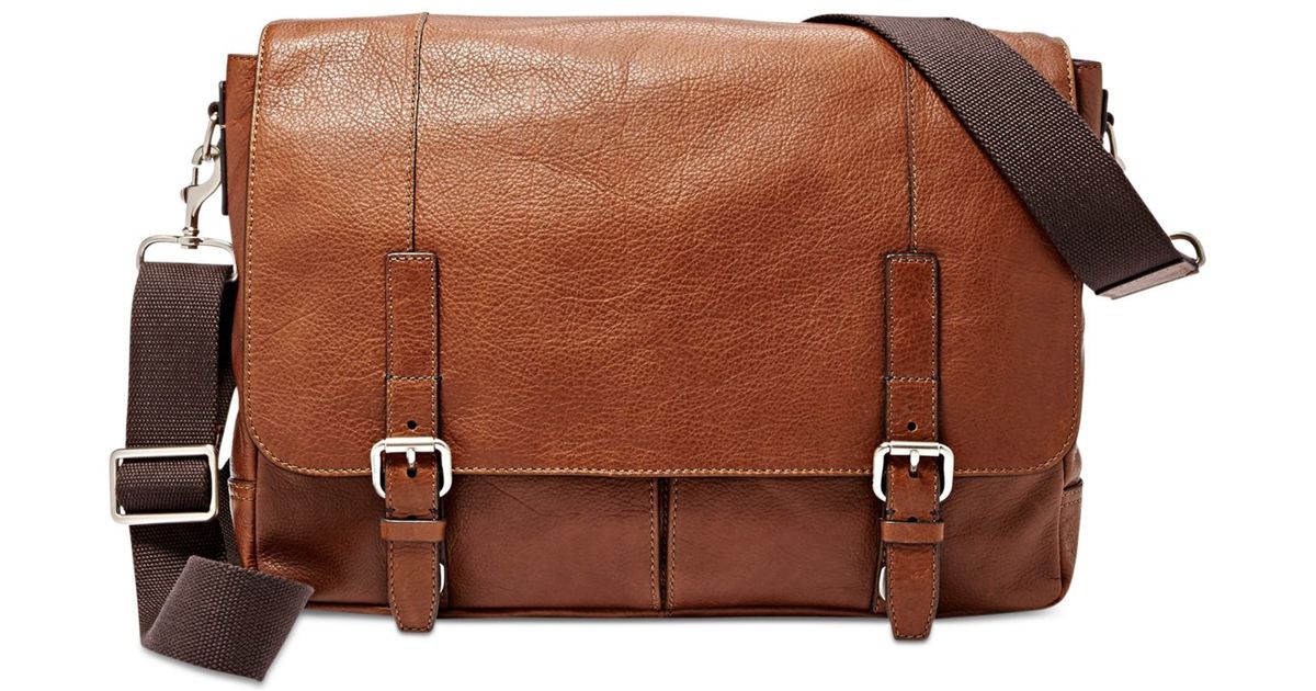 leather messenger bag fossil