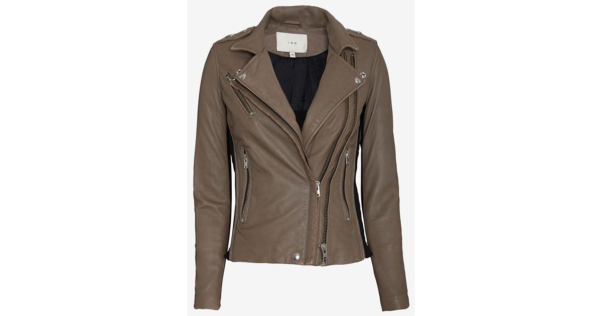 Iro Exclusive Vika Double Zipper Leather Jacket in Brown Lyst