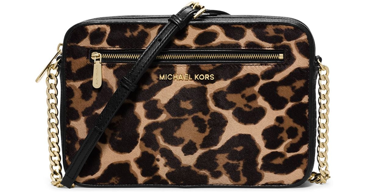 Lyst Michael Kors Jet Set Large Cheetah Print Cross Body Lyst Michael Kors Jet Set Large Cheetah Print Cross Body Bag In Brown