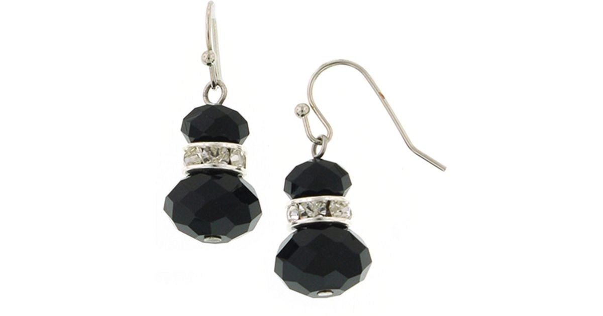 Lyst 2028 Jet Crystal Snowman Earrings In Black