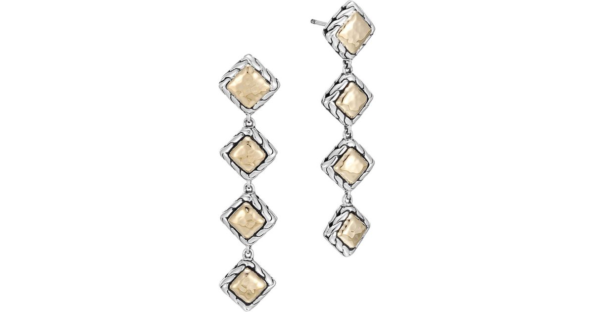 Lyst John Hardy Palu Four Square Drop Earrings In Metallic