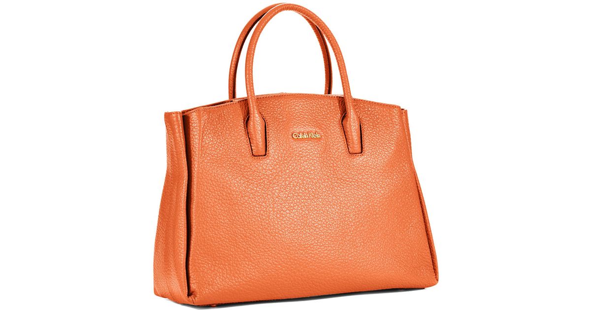 Calvin Klein Orange Vachetta Leather Handbag Lyst