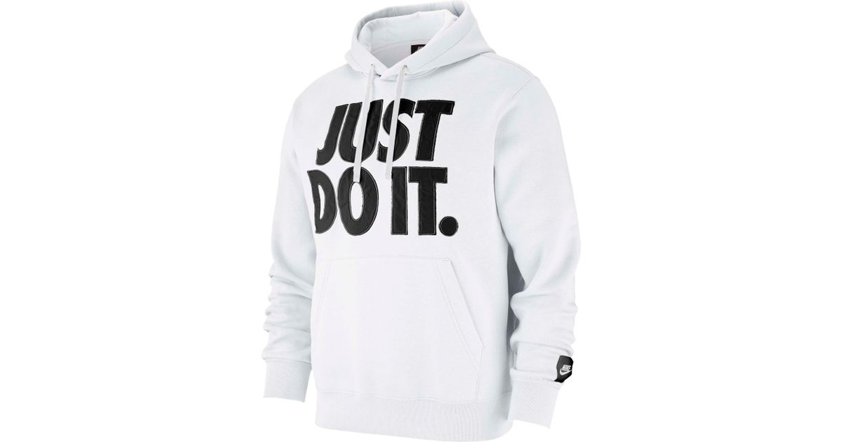 Nike Sportswear Just Do It Fleece Pullover Hoodie in White for Men - Lyst