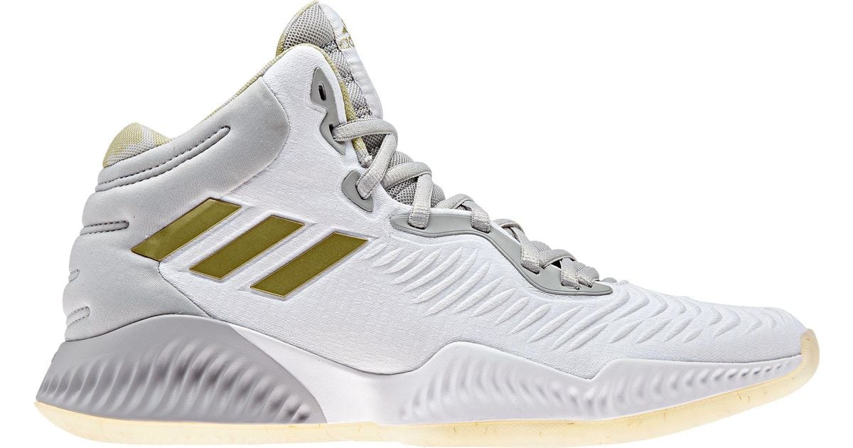 adidas Rubber Mad Bounce 2018 Basketball Shoes in White/Gold (White ...