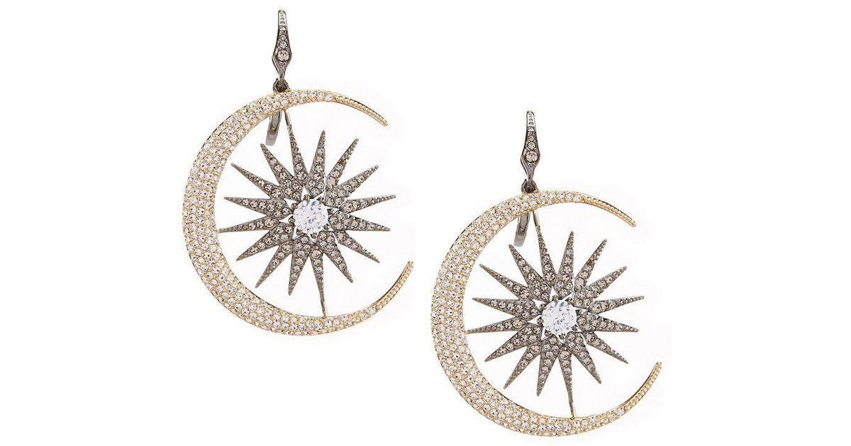 Lyst Nadri Moon Star Drop Earrings In Black
