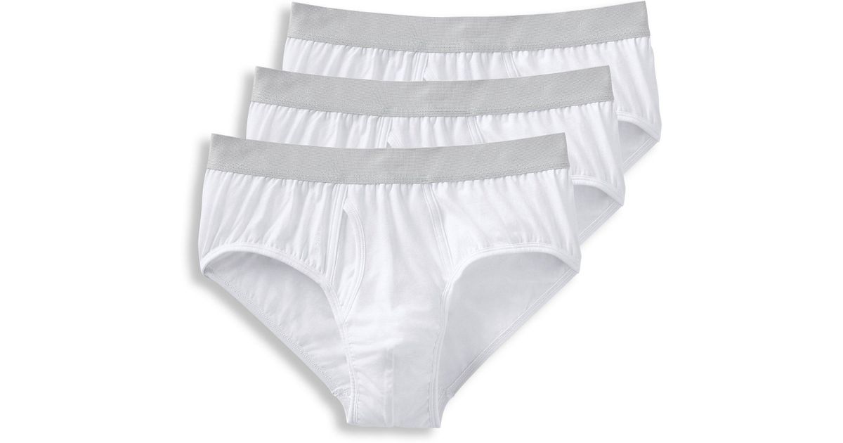 Jockey Signature Cotton Modal Stretch Mid-rise Briefs 3-pack in White ...