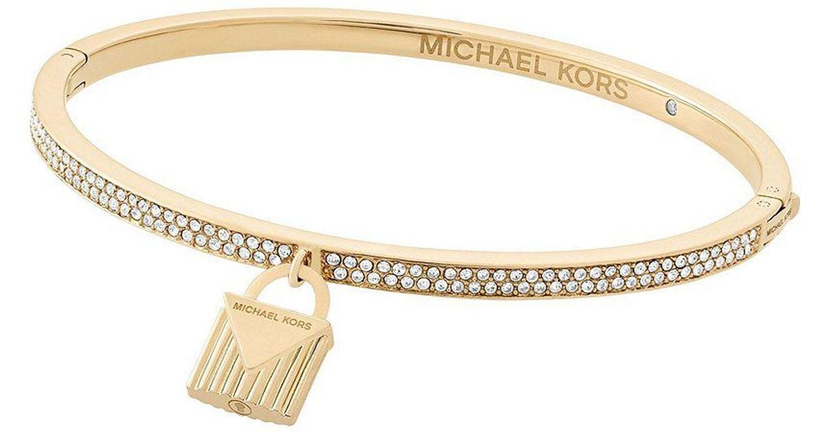 Lyst Michael Kors Logo Love Bangle Bracelet With Padlock Charm In Lyst Michael Kors Logo Love Bangle Bracelet With Padlock Charm In Metallic