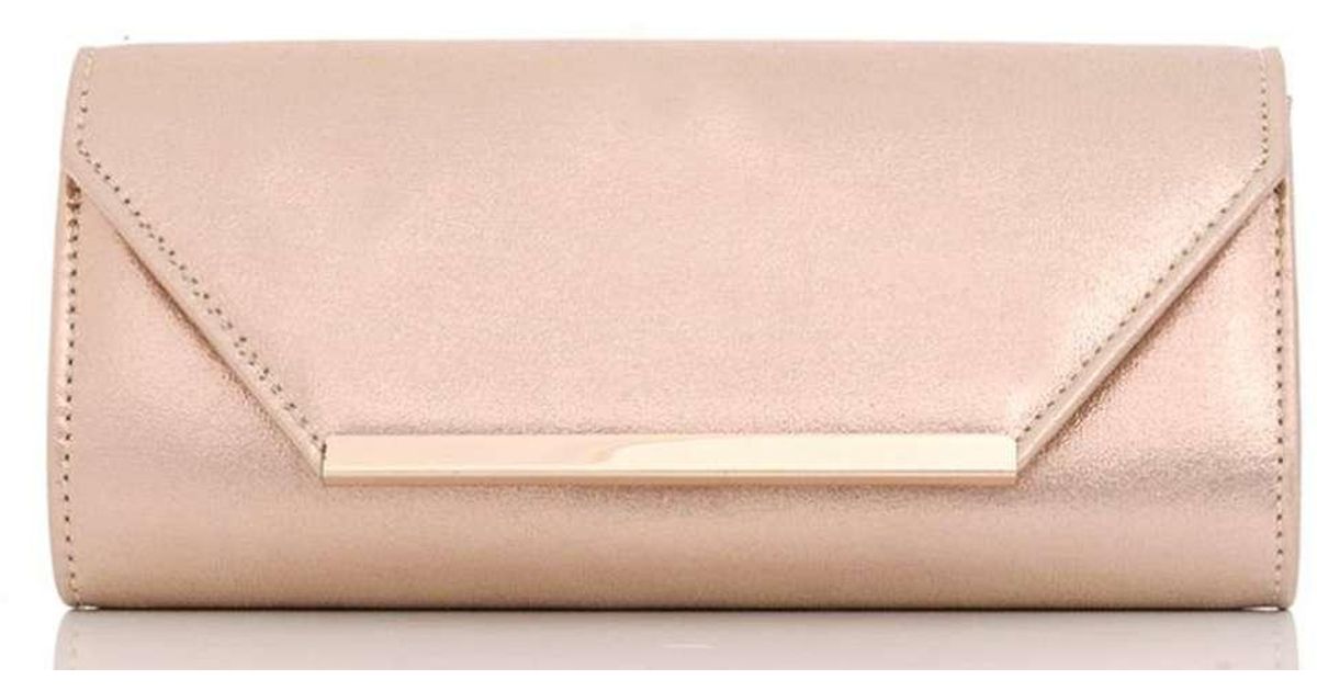 Lyst Dorothy Perkins Quiz Rose Gold Clutch Bag In Pink