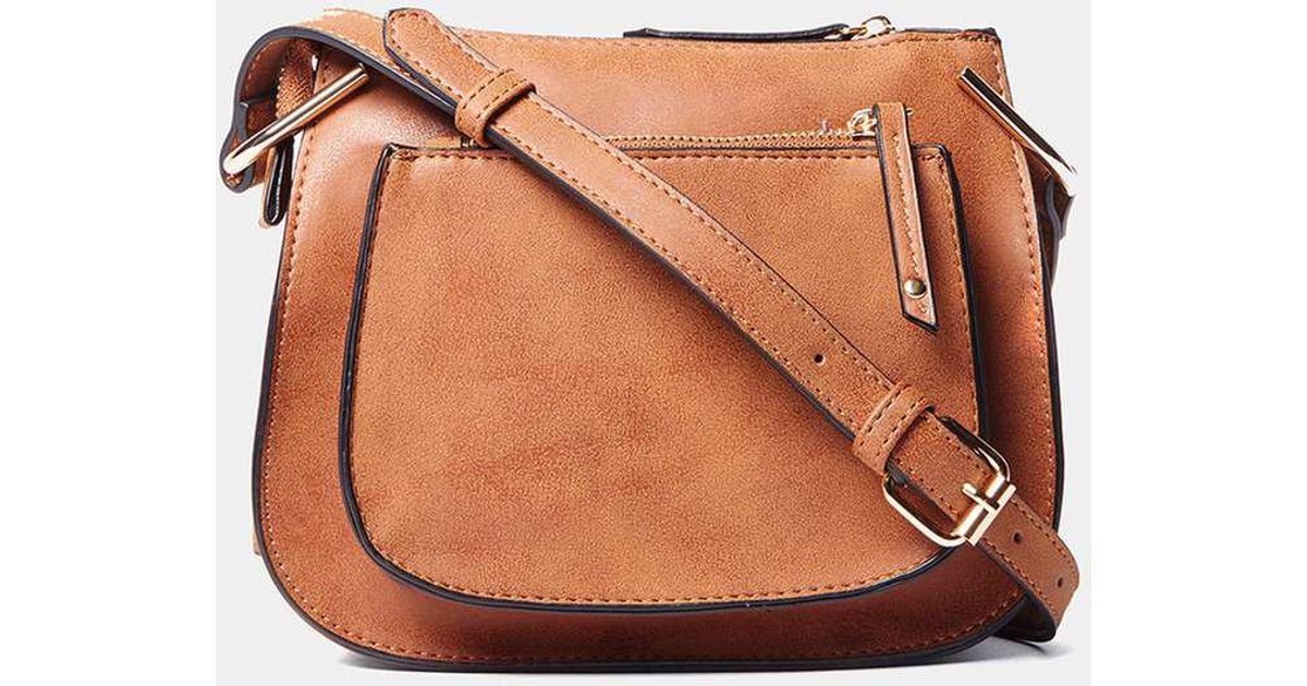 Lyst Dorothy Perkins Tan Mini Saddle Cross Body Bag In Brown