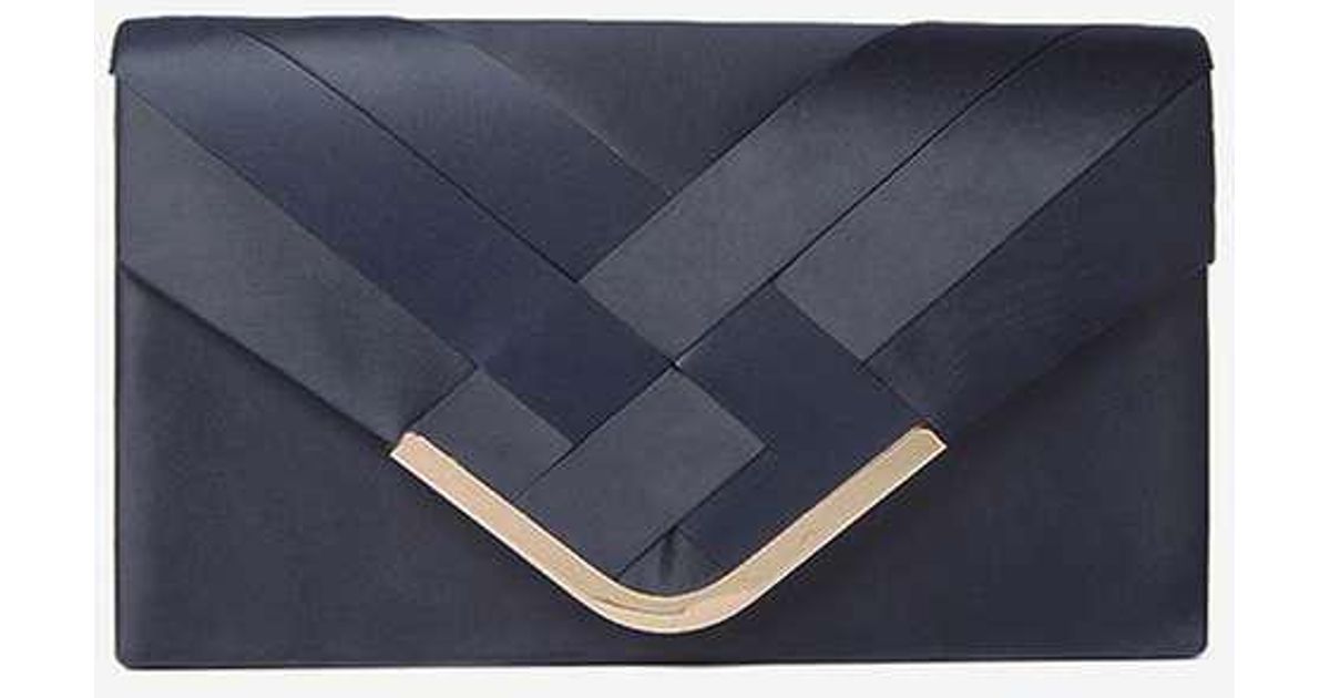 Lyst Dorothy Perkins Navy Pleat Chain Clutch Bag In Blue