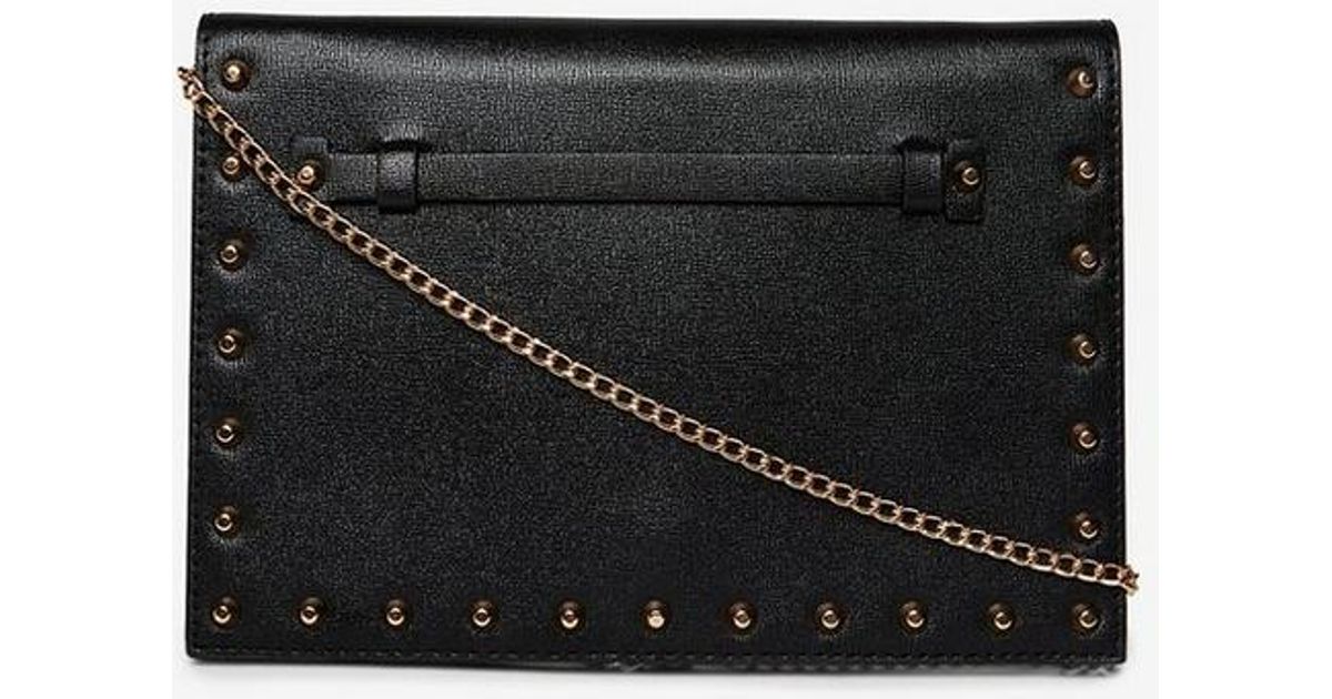 Lyst Dorothy Perkins Black Studded Clutch Bag In
