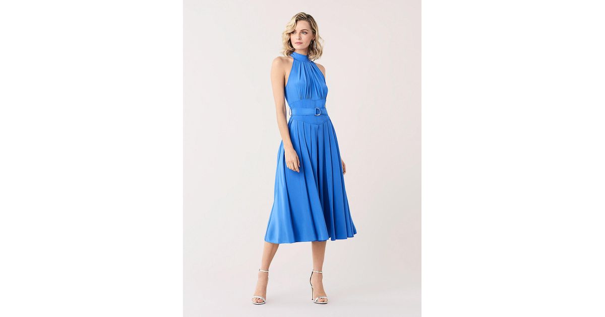 Diane von Furstenberg Nicola High Neck Belted Silk Dress in Blue - Save ...