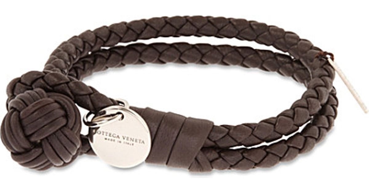 Lyst Bottega Veneta Double Woven Leather Bracelet In Brown