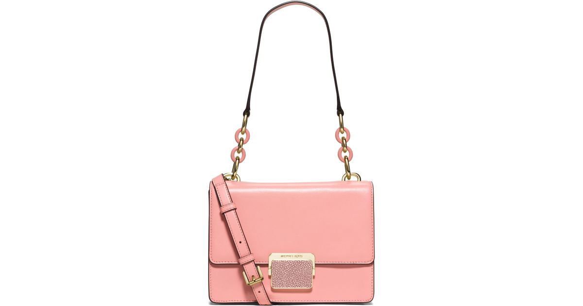 Michael kors Cynthia Small Leather Shoulder Bag in Pink (PALE PINK) | Lyst