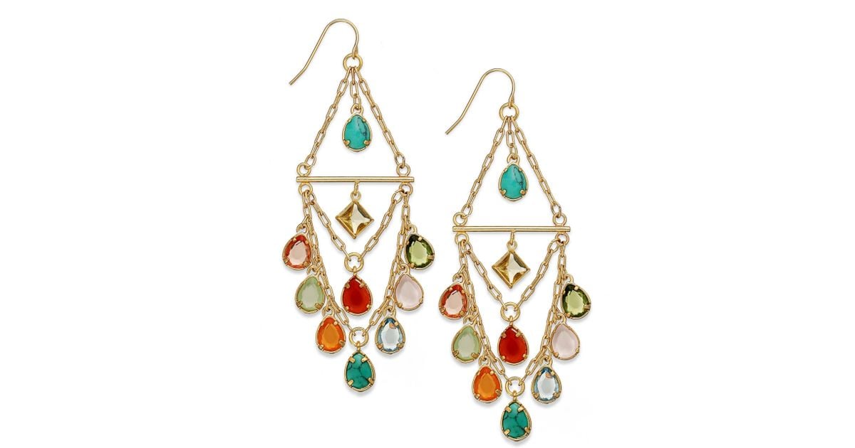 Lyst Lauren By Ralph Goldtone Multicolor Beaded Chandelier Lyst Lauren By Ralph Goldtone Multicolor Beaded Chandelier Earrings In Metallic