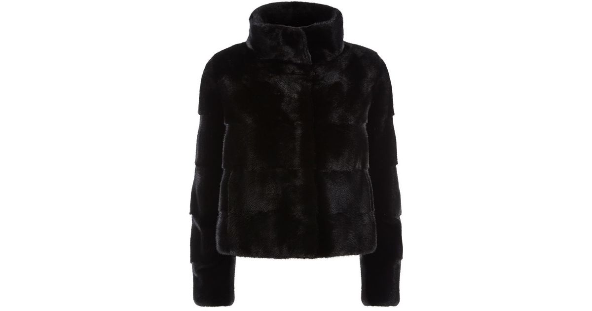 Harrods Mink Fur Crop Jacket in Black | Lyst