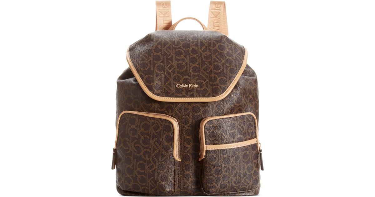 Calvin klein Hudson Monogram Backpack in Brown (Brown/Khaki/Camel) Lyst