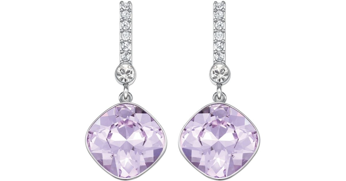 Lyst Swarovski Silvertone And Lilac Crystal Drop Earrings Lyst Swarovski Silvertone And Lilac Crystal Drop Earrings In Purple