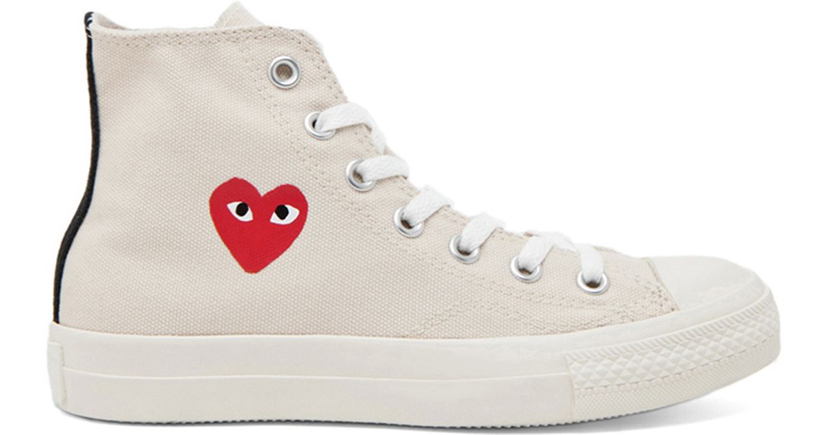 Lyst - Play Comme Des Garçons Converse High Top Canvas Sneakers in White