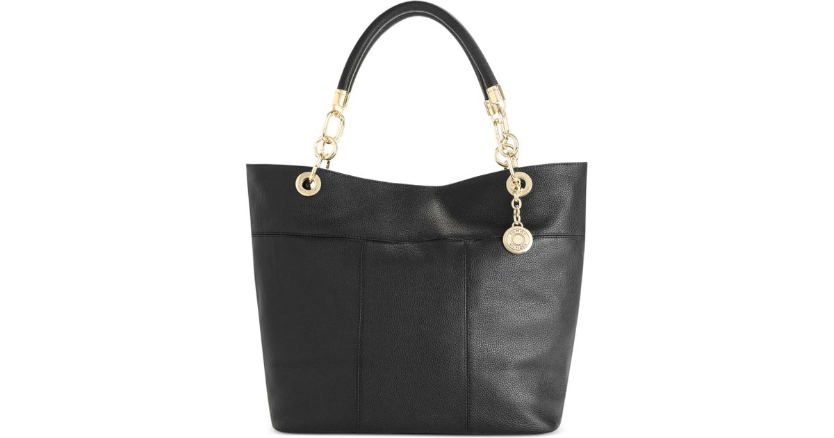 Lyst Tommy Hilfiger Th Signature Large Leather Tote In Black